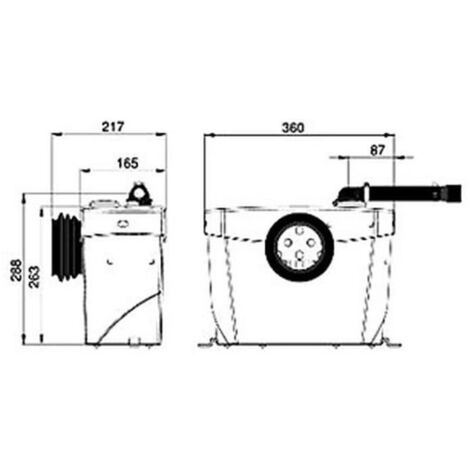 SFA – Broyeur WC compact silencieux 400 W – Évacuation horizontale jusqu'à 20 m – Niveau sonore 48 dB(A) – Clapet anti-retour et filtre à charbon
