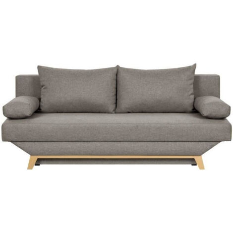Les Tendances – Canapé convertible 3 places taupe avec coffre de rangement – Dimensions L187 x P91 x H82 cm – Couchage 141 x 187 cm (1/8)