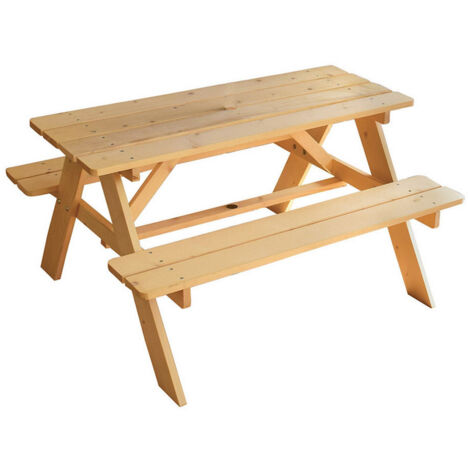 Table pique-nique en bois 4 places – Dimensions H.53 x L.95 x P.100 cm – Montage facile – Pour enfants et espaces extérieurs – Cijep