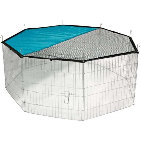 Enclos d'extérieur octogonal pour rongeurs – Métal zingué résistant aux intempéries – Dimensions 57 x 57 cm – Installation facile avec piquets – Kerbl
