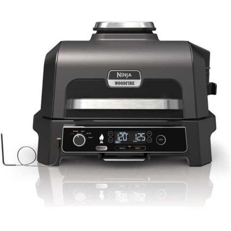 Ninja – Barbecue électrique 1700W – OG850EU – Fumoir avec thermomètre – Surface de cuisson 45x31cm – Granulés Woodfire 100% naturels