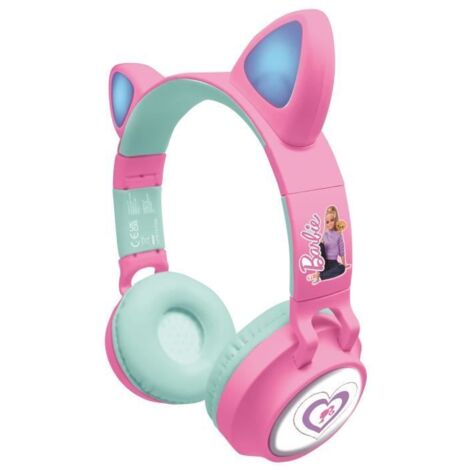 Casque Barbie sans fil rechargeable lumineux avec oreilles de chat (1/4)
