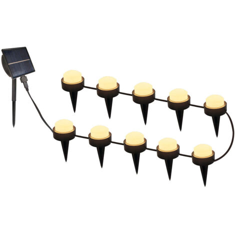 10 mini-spots lumineux solaires a piquer - LUMISKY - SOLIRAY - 12 m - LED blanc chaud - Balisage allée (1/4)
