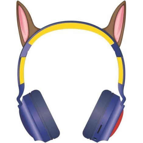 Casque lum. pliable Bluetooth et filaire avec un design 3D des oreilles de Chase de La Pat' Patroulle avec limitation du volume (1/4)
