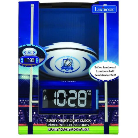 Réveil digital avec veilleuse lumineuse ballon de rugby en 3D et effets sonores (1/5)