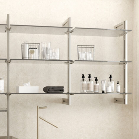 Emuca – Étagère murale modulaire en aluminium gris pierre – Charge maximale 80 kg – Fixation murale incluse – Dimensions compactes pour intérieur (1/5)