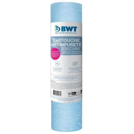 BWT – Cartouche filtrante 25µm antibactérienne – Filtration eau pour adoucisseur – Compatible filtres 10 pouces – Capacité 1500 litres