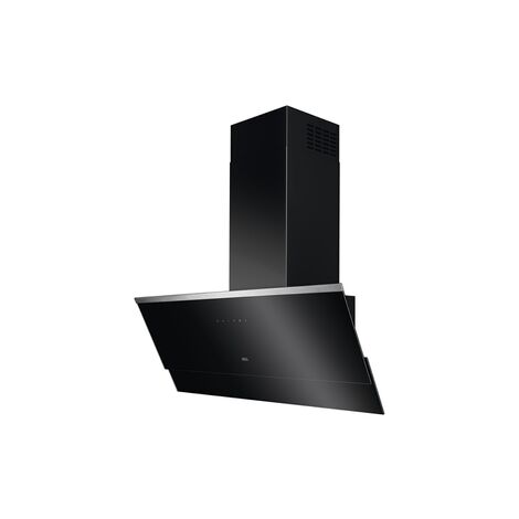 Hotte décorative murale inclinée AEG DVE5962HB 90 cm verre noir aspiration périmétrale 710 m³/h (1/5)