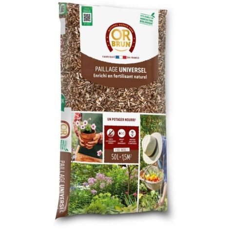 Paillage universel 50 L OBRPFUNI50N – Fibre naturelle biodégradable – Limite les mauvaises herbes et conserve l'humidité du sol – Or Brun