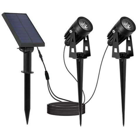 Doubles spots solaires 2 en 1 a piquer ou a fixer - LUMISKY - ROUNDY - H27 cm - LED blanc froid (1/3)