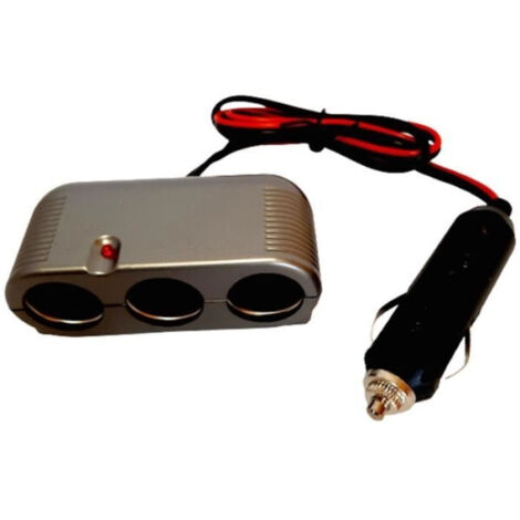 Triple prise allume-cigare 12/24V - HTC EQUIPEMENT - Avec prise Heavy duty et Cable rouge 80cm (1/2)