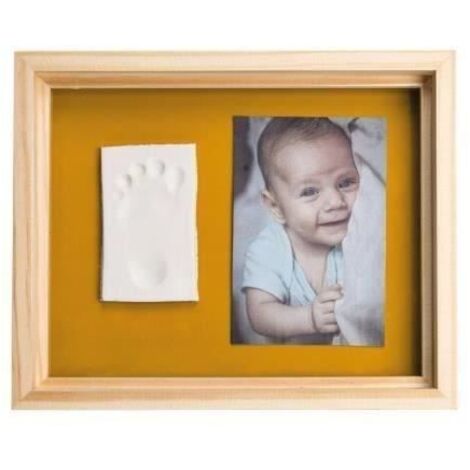 Baby Art Kit Empreintes Bébé | Cadre Bois Pin + Pâte 100% Naturelle | Cadeau Naissance Original