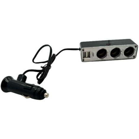 Triple prise allume-cigare 12V 24V 5A max avec 2 USB 3.1A (1/4)