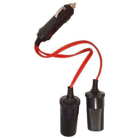 Double prise allume-cigare 12/24V - HTC EQUIPEMENT - Avec led 10A et Cable rouge 20cm (1/2)