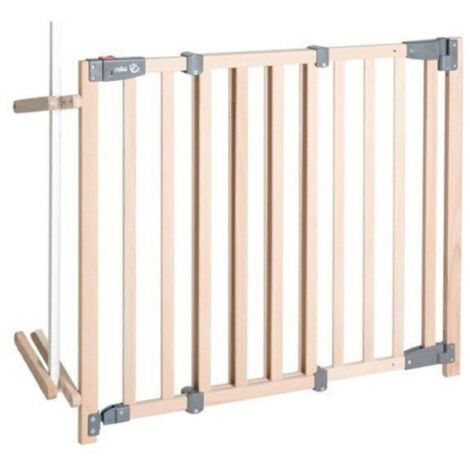 Barrière de sécurité bébé pour escalier Safety Up – Réglable de 93.5 à 120.5 cm – Porte avec fermeture magnétique – Fixation par vis – Roba (1/6)
