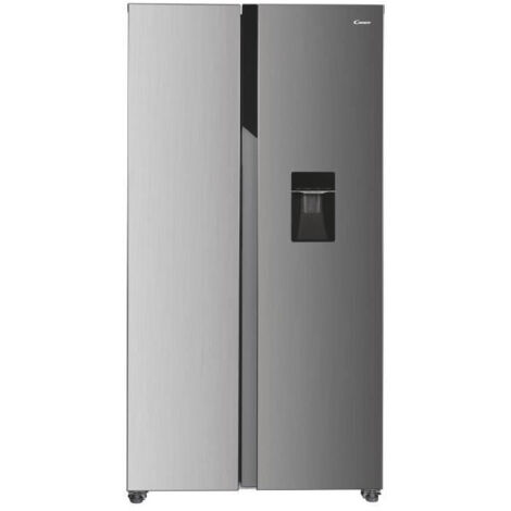 Candy – Réfrigérateur américain 529 L – Classe E – 39 dB – Technologie No Frost – Distributeur d'eau – Pose libre en inox - CHSBSO-6174XWD