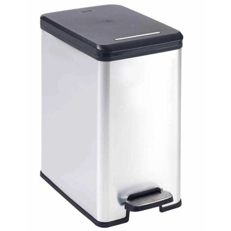 Curver – Poubelle à pédale 240639 25 l – Dimensions 250 x 450 x 420 mm – Argent, noir – Couvercle anti-odeur – Plastique PP facile à nettoyer - NOIR 1 PC