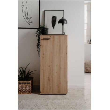 Meuble a chaussures SATOS - Décor Chene Artisan - L50xP34xH110 - Capacité 12 Paires (1/5)
