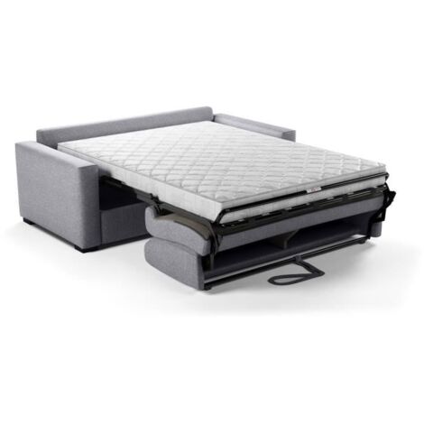 Canapé convertible 3 places tissu gris clair – Dimensions L190 x P100 x H87 cm – Couchage 140 x 190 cm – Densité 28 kg/m3