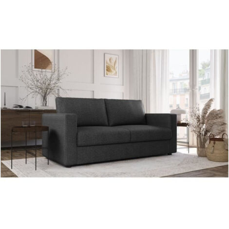 Canapé 3 places - Delta - Tissu Anthracite - Convertible semi-express - 190 x 92 x 90 cm (1/5)