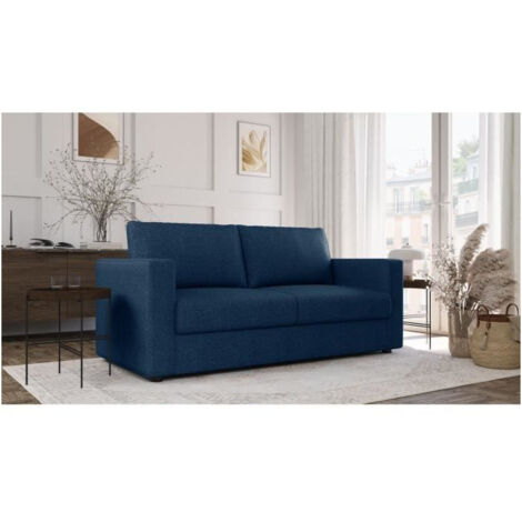 Canapé 3 places - Delta - Tissu Bleu - Convertible semi-express - 190 x 92 x 90 cm (1/5)