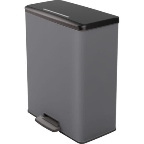 Curver – Poubelle à pédale 52L – 2 compartiments 26L – Plastique recyclé – Dimensions 49 x 32 x 61 cm – Couverture anti-odeurs