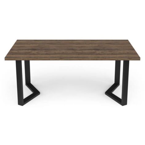 Table - MONACO - Rectangulaire - Décor mélamine chene saloon - Pied en V noir - 6 places - 180 x 90 cm - DEMEYERE (1/5)