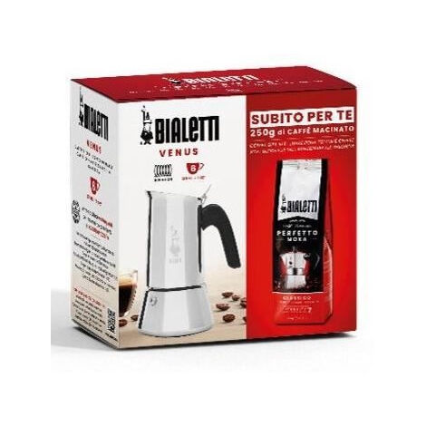 SET BIALETTI CAFETIÈRE ITALIENNE VENUS 6 TASSES AVEC PAQUET CAFÉ PERFETTO MOKA CLASSICO 250G
