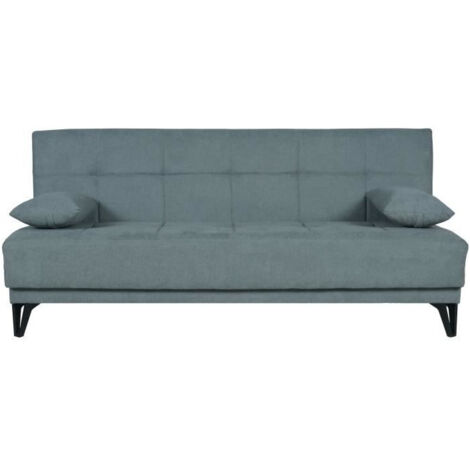 Banquette convertible 3 places - LIMRA - Tissu menthe- 2 coussins - Coffre de rangement - 190 x 87 x 87 cm (1/5)