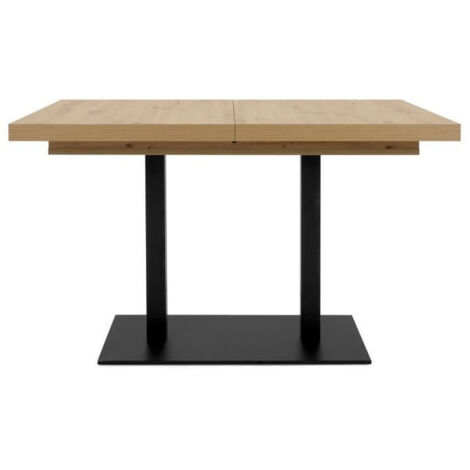 Table a manger extensible - ORLANDO - Chene artisan / noir - 6 a 10 personnes - 120-200 x 75 x 80 cm (1/8)