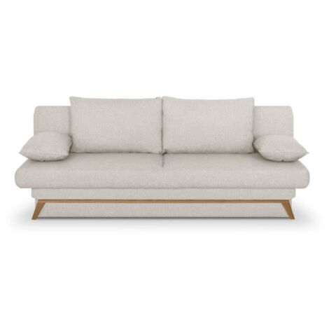 Banquette convertible - 3 places - NAOTO - Tissu beige - Coffre de rangement - 202 x 98 x 98 cm (1/5)