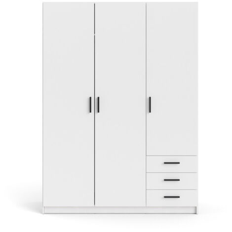 Armoire VEGA - Décor Blanc mat - 3 portes + 3 tiroirs - L 147 x P 49,6 x H 200,4 cm - TVILUM (1/5)