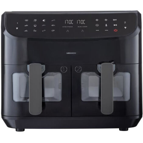 Friteuse a Air Chaud - MEDION - P20 XXL Twin - 2600 W - 2 paniers - 9 programmes - Noir (1/5)
