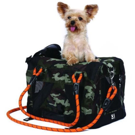 Sac de transport - M PETS - REMIX 2 en 1 Camouflage & Orange - 41 x 28 x 28 cm - Pliable - Léger - Ceinture baudrier (1/5)