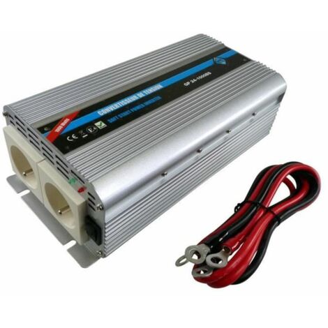 Convertisseur de tension - HTC TECHNIC - 24V/220 V - Puissance 1000 W - Avec 2 prises secteur (1/2)