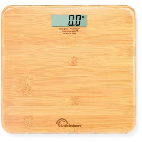 Pese-personne - LITTLE BALANCE - 8745 - USB-réparable - 150 kg / 100 g - My bamboo (1/3)