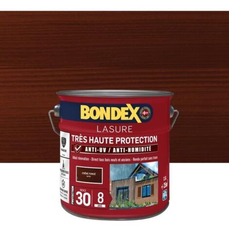 Bondex – Teinture satinée 2,5 L pour bois extérieur – Chêne foncé – Indice UV 30 – Protection contre intempéries et champignons