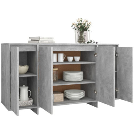 Buffet gris béton 135x41x75 cm bois d ingénierie