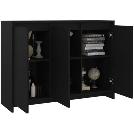 Buffet Noir 102x33x75 cm Bois d ingénierie
