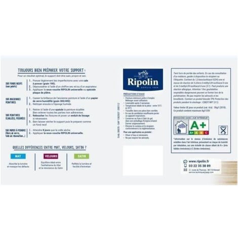 RIPOLIN Peinture Couleur Velours pour Murs, Boiseries Radiateurs - Noir