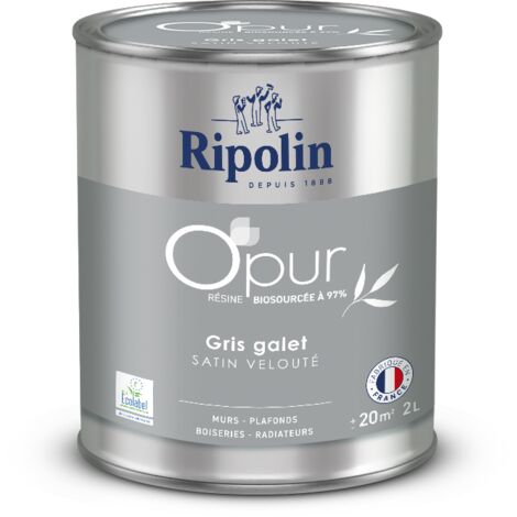 Peinture O'PUR murs, boiseries & radiateurs - RIPOLIN - 472824 - Gris galet - Satin veloute - 2 L (1/5)