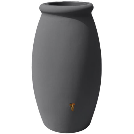 Récupérateur d'eau de pluie jarre 1000 L – Kit raccord chéneau inclus – Polyéthylène rotomoulé anthracite – Dimensions Ø 99 x H 176 cm – Bellijardin
