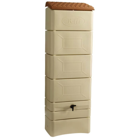Récupérateur d'eau de pluie mural 300 L – Couvercle, robinet intégré – Fixation murale, plastique recyclé – Compatible gouttières Ø 70-100 mm – Bellijardin
