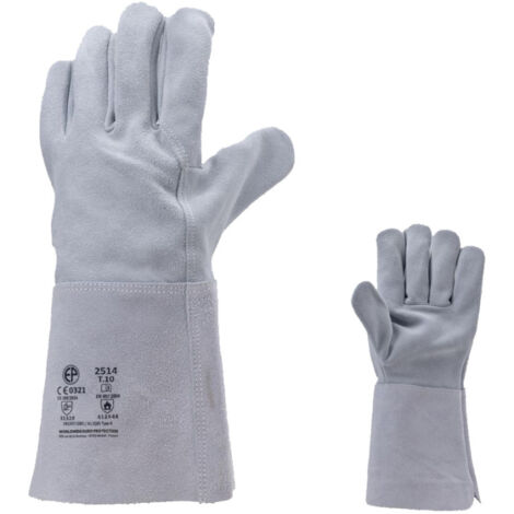 Gants de protection soudeur croûte vachette manchette 15cm gris T10 MO2514 (1/3)