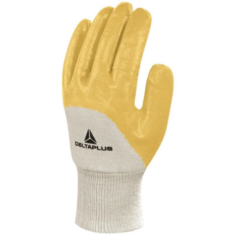 Gant de travail NI015 en coton enduit nitrile écru jaune T9 DELTA PLUS NI01509