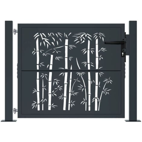 Portail de jardin anthracite 105x105 cm acier design de bambou