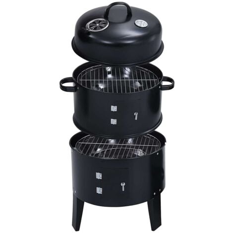 Gril barbecue au charbon 3 en 1 40x80 cm