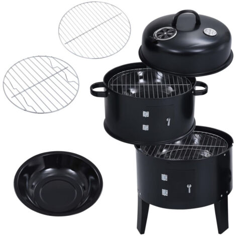 Gril barbecue au charbon 3 en 1 40x80 cm