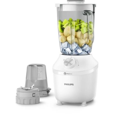 Philips – Blender 2L 600W blanc – Bol en verre 1,25L – ProBlend pour consistance onctueuse – Fonction Pulse et pieds ventouse - HR2291-20