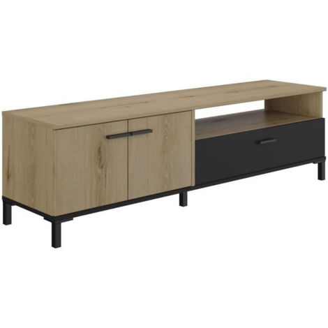 CALICOSY - Meuble TV 2 portes 1 tiroir L160 cm - TRUST (1/5)